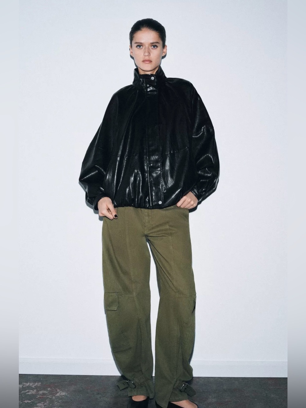 ZW COLLECTION FAUX LEATHER BOMBER JACKET